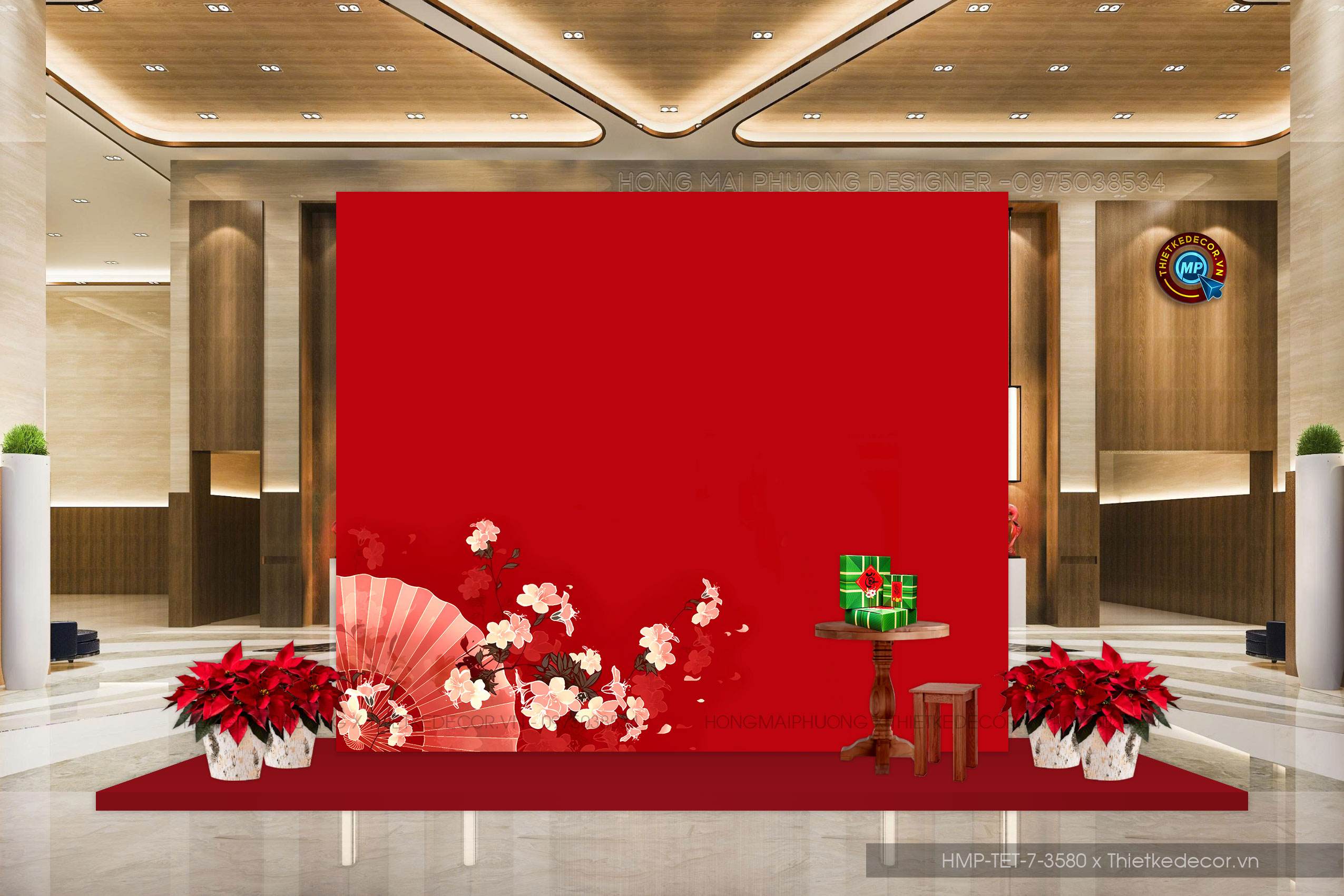 File thiết kế trang trí Tết 2026 Xuân Bính Ngọ. Backdrop checkin Tết.